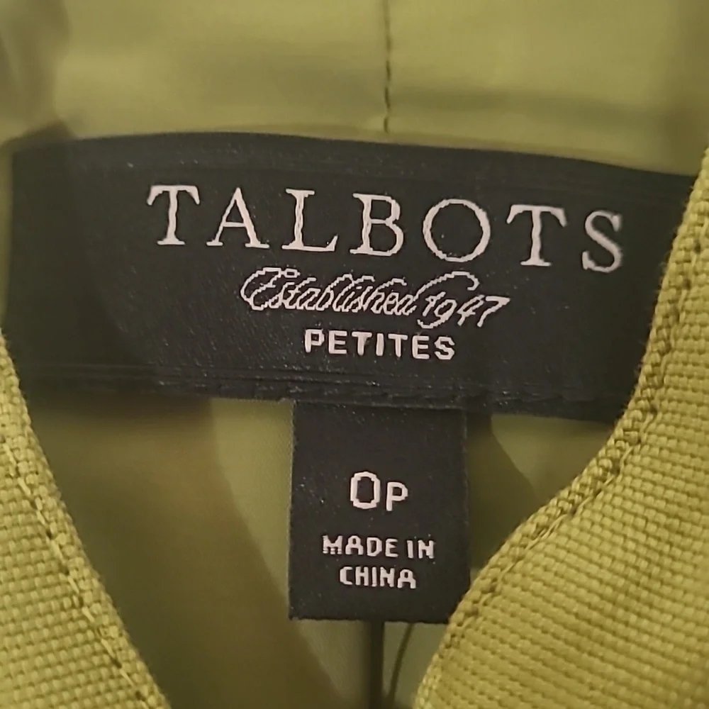 Talbots NWT Green 0P Button Down Jacket - Picture 3 of 7
